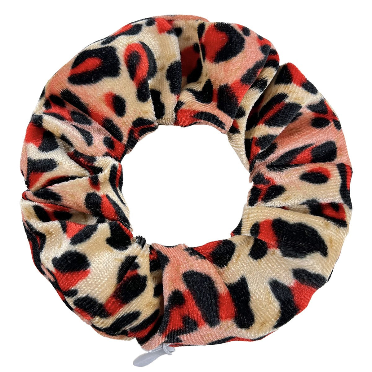 VELVET Zipper Leopard Scrunchies Large Intestine Hair Ring Chiffon Printing Elastic Rubber Band Hair Ring Rope Tie