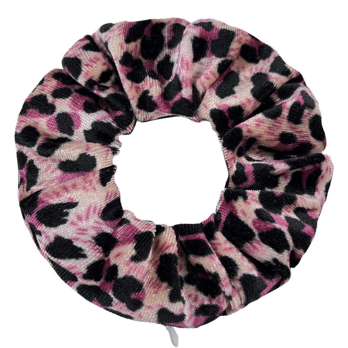 VELVET Zipper Leopard Scrunchies Large Intestine Hair Ring Chiffon Printing Elastic Rubber Band Hair Ring Rope Tie