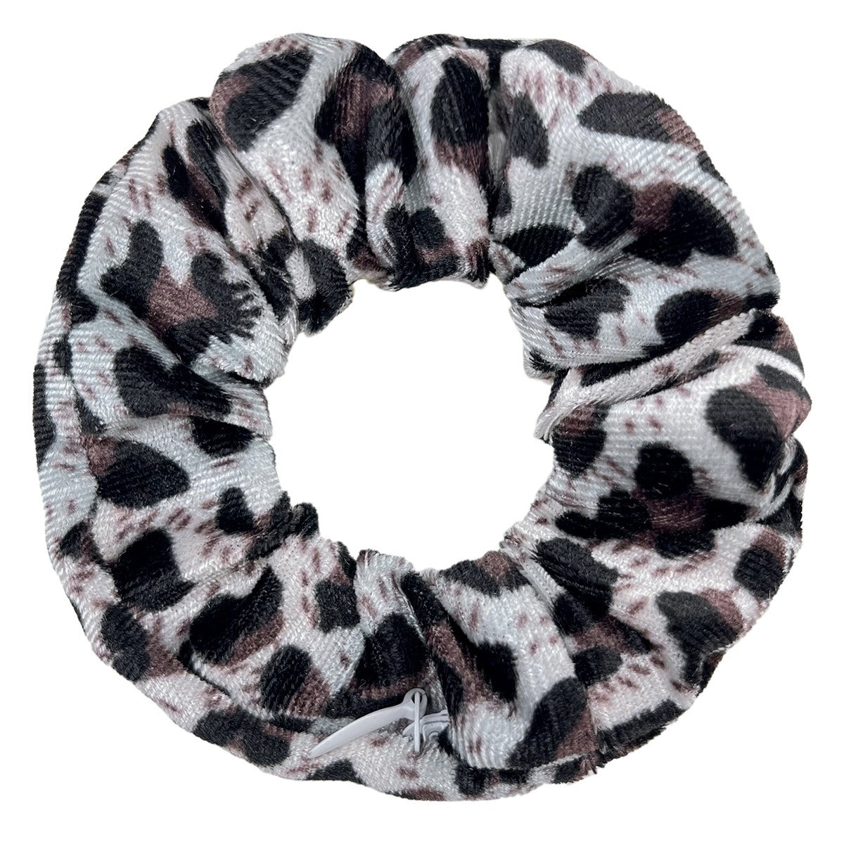 VELVET Zipper Leopard Scrunchies Large Intestine Hair Ring Chiffon Printing Elastic Rubber Band Hair Ring Rope Tie