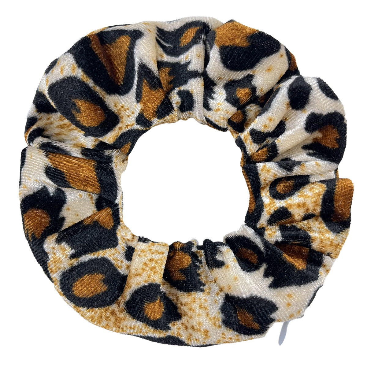 VELVET Zipper Leopard Scrunchies Large Intestine Hair Ring Chiffon Printing Elastic Rubber Band Hair Ring Rope Tie