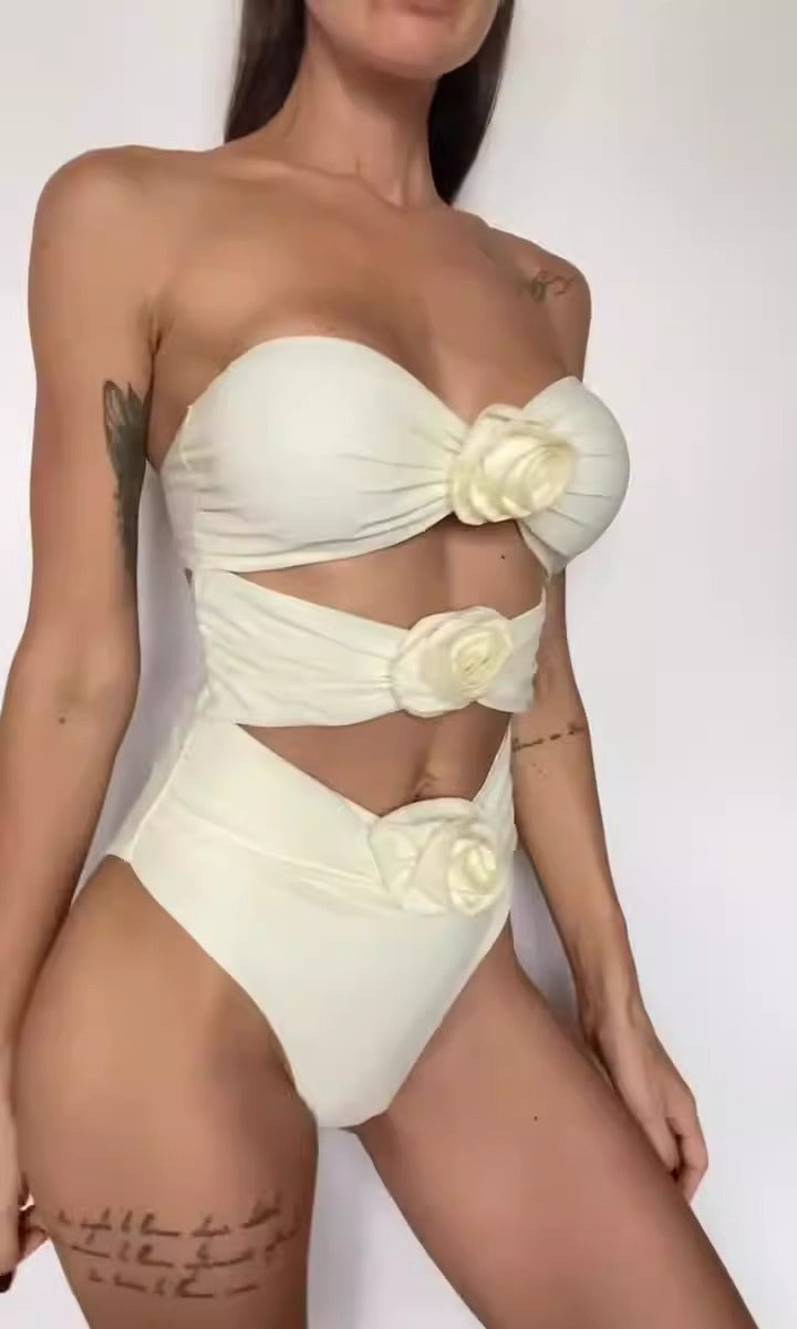 New 3D Flowers Women's One-Piece Swimsuit Bikini