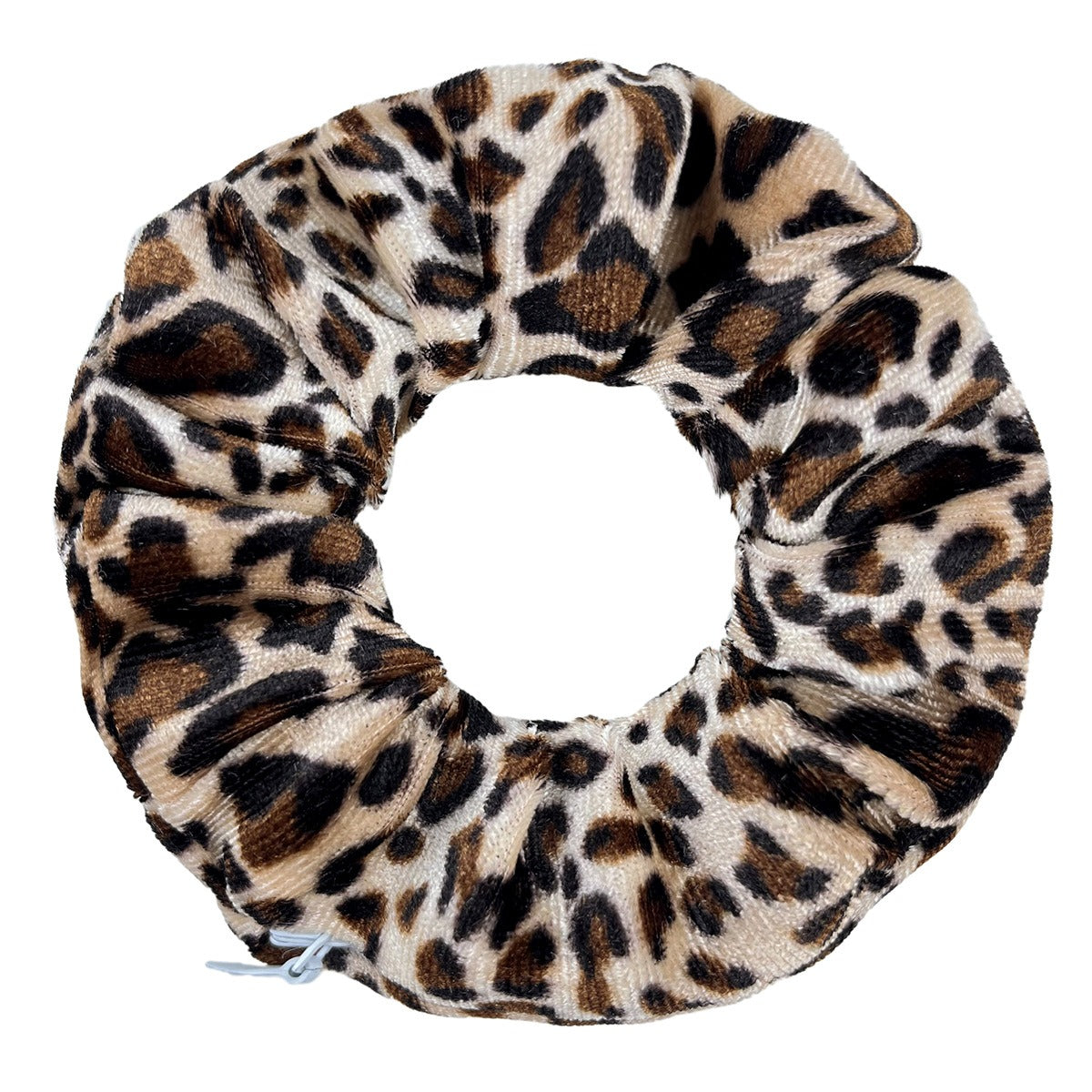 VELVET Zipper Leopard Scrunchies Large Intestine Hair Ring Chiffon Printing Elastic Rubber Band Hair Ring Rope Tie