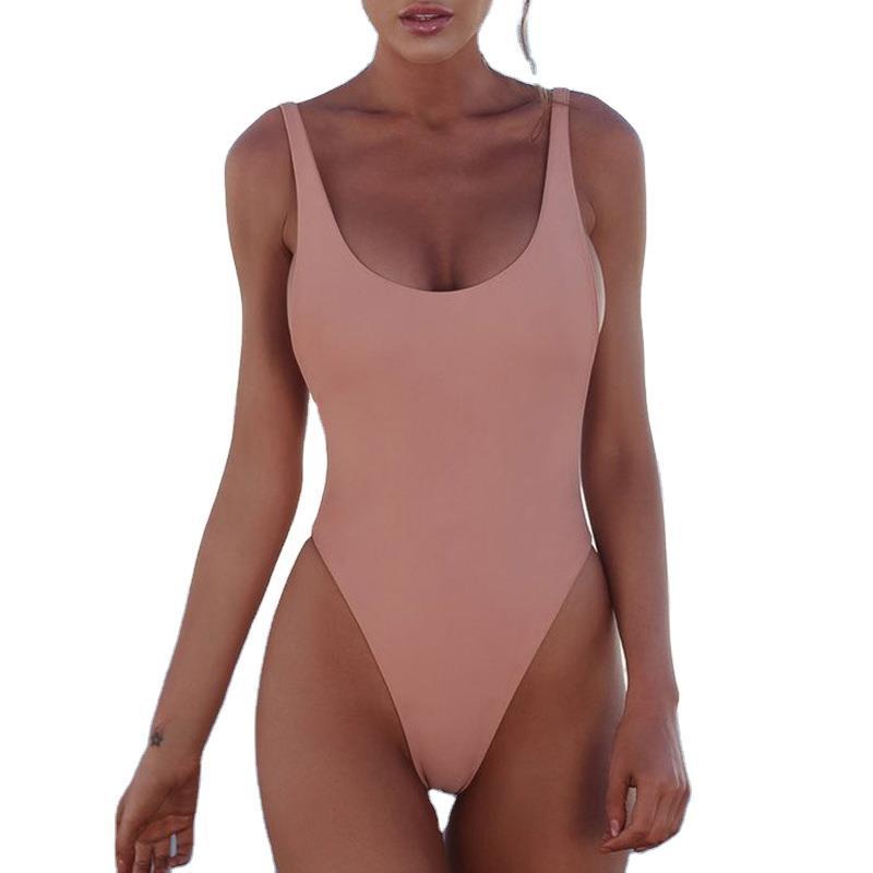 Sexy Plain One-Piece Swimsuit for Women - Bikini Swimdress