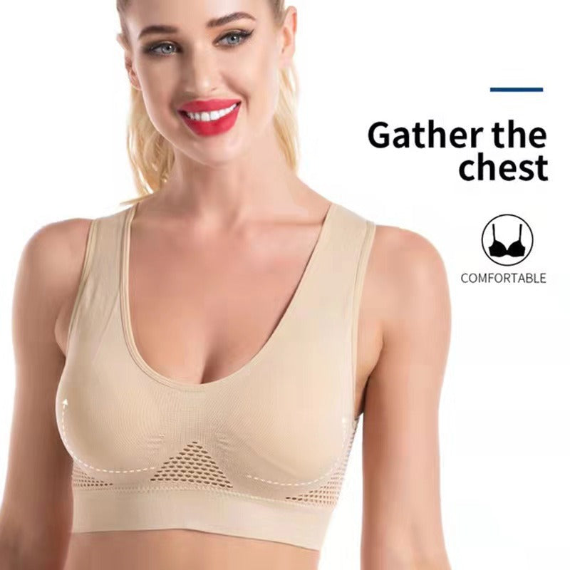 Large Sports Bra for Women - Mesh Perforated Design for Yoga, Running, and Fitness