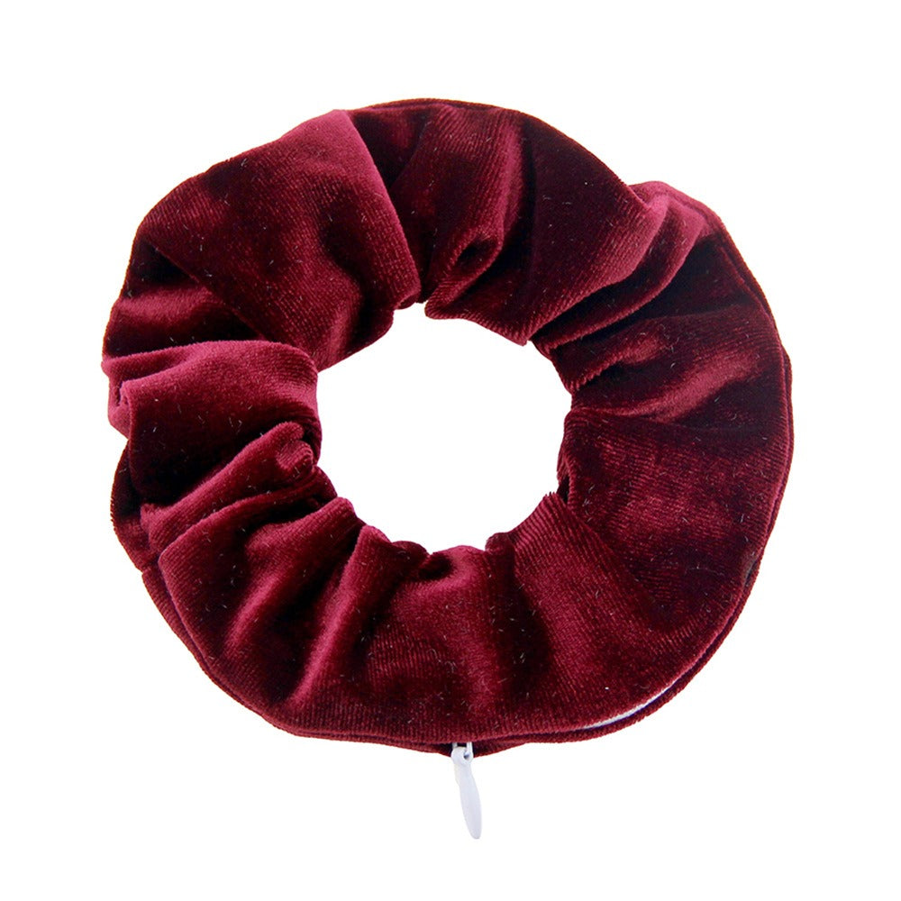 VELVET Zipper Leopard Scrunchies Large Intestine Hair Ring Chiffon Printing Elastic Rubber Band Hair Ring Rope Tie