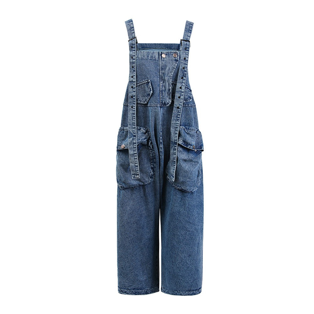 Large Pockets DENIM Jumpsuit Pants