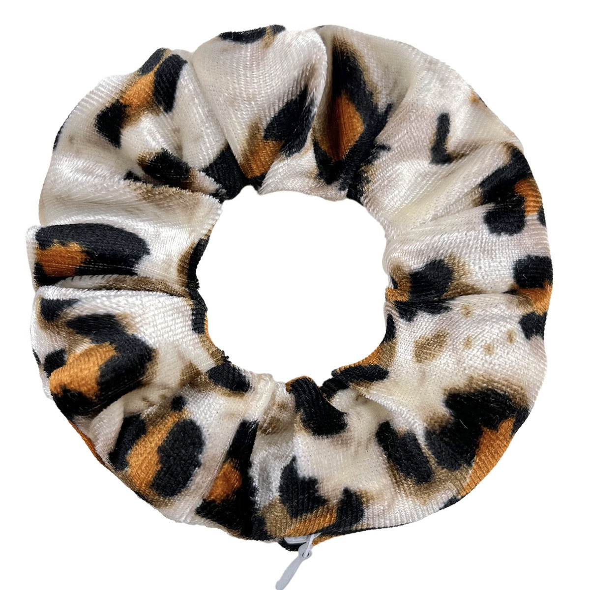 VELVET Zipper Leopard Scrunchies Large Intestine Hair Ring Chiffon Printing Elastic Rubber Band Hair Ring Rope Tie