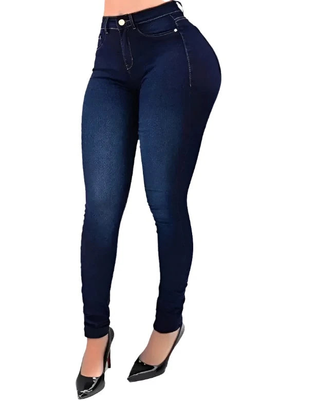 European and American Fashion Stylish and Comfortable Cotton Shaping Jeans High Waist Skinny Pants Women Jeans - Simplice Dress