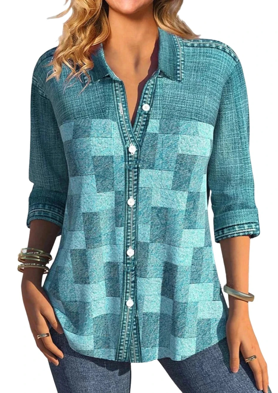 Women's Shirt Blouse Plaid Yellow Blue Purple Print Button Long Sleeve Casual Fashion Shirt Collar Fit Spring & Fall Tops - Simplice Dress