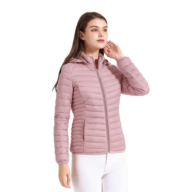 Santelon Winter Parka Ultralight Padded Puffer Jacket For Women Coat With Hood Outdoor Warm Lightweight Outwear With Storage Bag - Simplice Dress