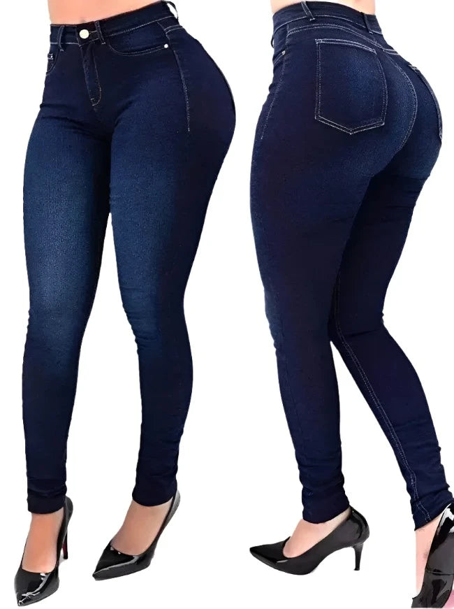 European and American Fashion Stylish and Comfortable Cotton Shaping Jeans High Waist Skinny Pants Women Jeans - Simplice Dress